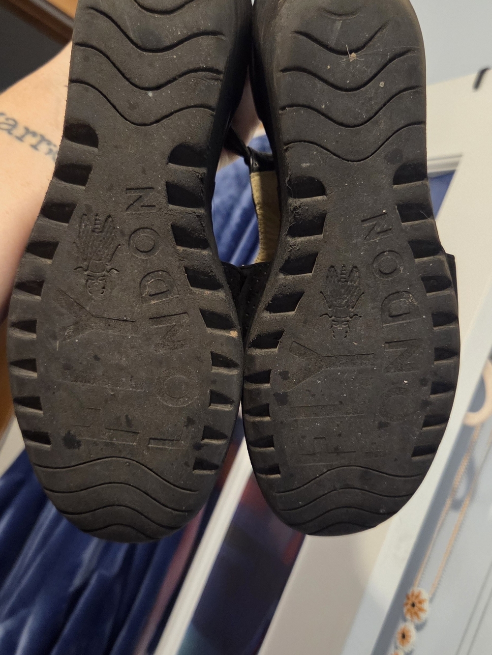 Fly London Well Loved Black Leather Sandals with Textured Rubber Soles